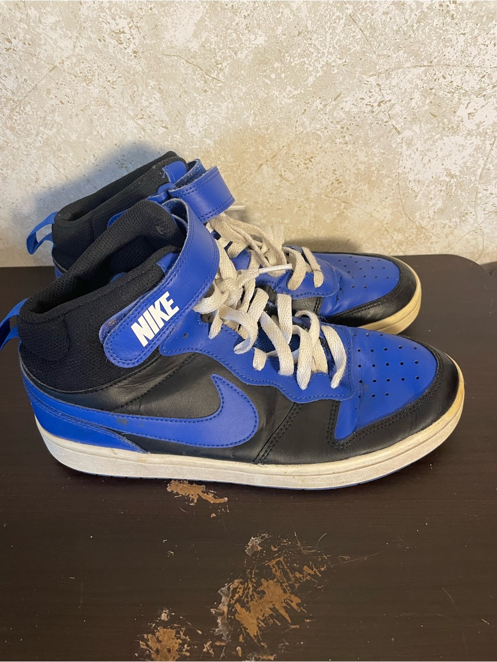 Nike Kids Court Borough Mid 2 GS High Top Sneakers Royal Blue & Black